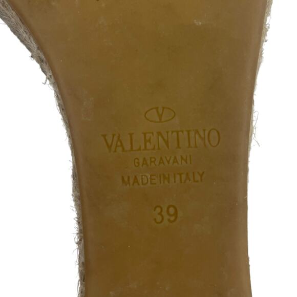 Valentino Garavani Rockstud Double Leather Wedge Espadrille Pink Size 39 - Picture 10 of 12